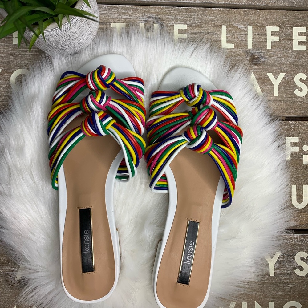 Kensie rainbow Kylee slide on sandals 7.5 🌈 - Picture 2 of 8